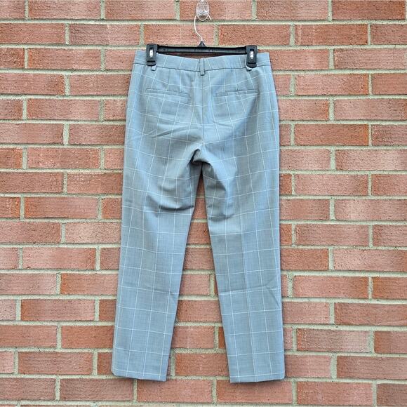 Theory Treeca Pant in Cyrus Grid Plaid Stretch Wool Windowpane Size 0 Grey - Picture 2 of 5